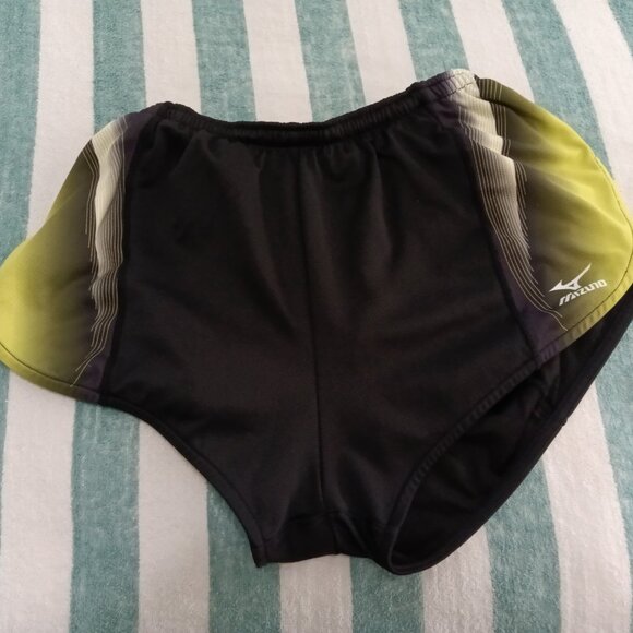 (*) VINTAGE MIZUNO SHORTS, BLACK w/ GOLD ASIAN SIZE "L" (30"-32") - (Pre-Owned) - Picture 1 of 10